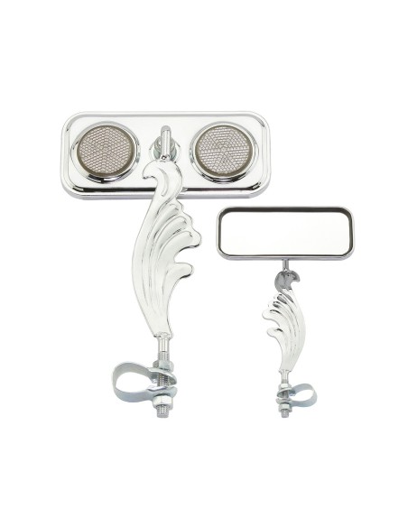 Rectangle Wing Mirror Chrome Left Black Reflectors.